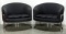 Pair Of Modern Design Chrome/fabric Barrel Chairs