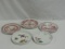 Three Red Spode Plates And Royal Worcester Custard Plates