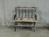Vintage Black Painted Windsor Style Porch Settee