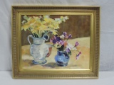 Oil On Canvas By Peggy Simmons & Silvered Frame With Mat
