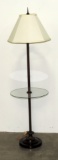 Bronze Finish Glass & Metal Pole Lamp