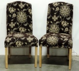 Pair Of Floral Upholstered Side Chairs
