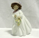 Lladro #6685 Happiness Girl With Flower Basket Figurine