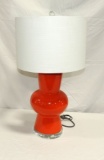 Orange Ceramic & Lucite Modern Style Table Lamp