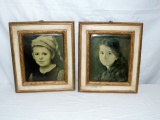 Pair Of Vintage Plaster Framed Portraits
