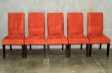 Set Of 5 Rust Cloth Covered Dining Chairs