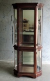 Mahogany Finish Glass Front Display Cabinet