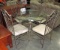 5 Piece Ornate Iron Glass Top Table & Chairs