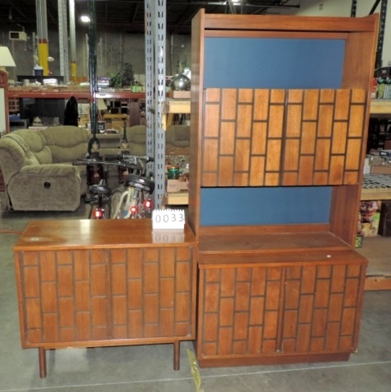 3 Piece Burton Walnut Mid Century Buffet And Cabinet