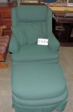 Green Stuffed Armchair With Ottoman