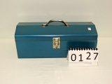 Blue Metal Tool Box With Tools