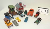 11 Vintage Toy Cars And School House