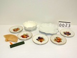 Coalport Cabbage Bowl, German Fruit Plates And Serving Tray