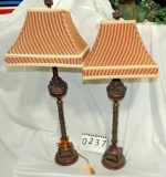Pair Of Brown Composition Rose Vine Lamps