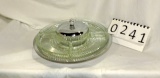 Vintage Vegetable Glass Divided Serving Tray On Aluminum Stand