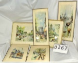 Lot Of 6 French Color Lithograph Scenes In Frames Board Games & Puzzle