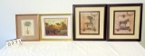 Lot Of 4 Contemporary Prints In Frames