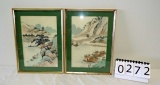 2 Vintage Oriental Watercolors On Silk