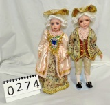 Limited Edition Colonial Dressed Dolls On Stands