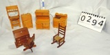 7 Pc. Lot Wood Antique Style Doll House Furniture