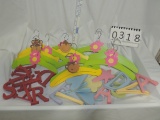 Tray Lot Wood Young Girls & Boys Clothing Hangers And Letters