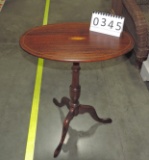 Mahogany Inlaid Oval Tilt Top Candle stand