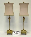 Pair Of Silver-Gold Finished Lamps With Shades