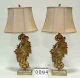 Pair Of Acanthus Leaf Lamps With Shades