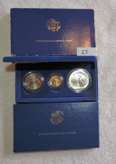 1986 US Liberty Coin Set with 5 Dollar Gold Piece