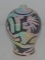 Colorful Pottery Vase Showing a Indian Dancing Signed Dewey
