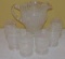 White Carnival Dahlia Pitcher and 6 Glasses