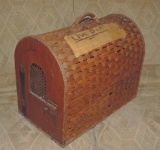 Edwardian Wicker/Weave Airline Dog Carrier from Bowman Grey Estae in NC