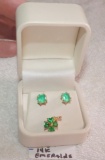 14kt Gold Emerald Earrings and Pendant