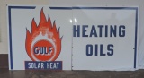 Huge 5 Foot Porcelain Gulf Heating Oils Sign
