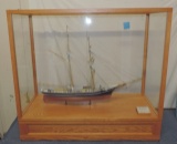 Large Model Ship Encased under Glass