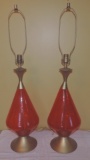 (2) Orange Blenko 1960's Lamps