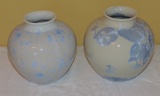 (2) Crystalline NC Signed Pottery Vases