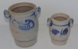 (2) Blue and White German  Salt Glaze Pottery Jars