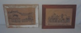 (2) Doyle Harvey Drawings on Paper Bags