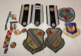 Lot of Military Epaulettes, Buttons, Patches, and