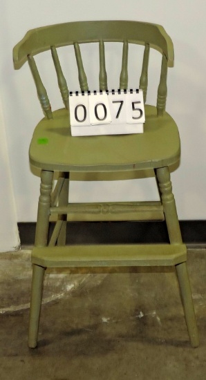 Green Painted Wood Childs Highchair