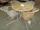 5 Pc Iron And Mesh Outdoor Table & Chair Set