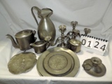 Tray Lot Antique & Vintage Pewter Items