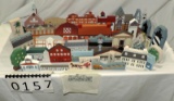 2 Trays Of 1989 New England Christmas Series Wood Buildings & Accessories