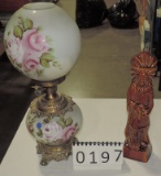 Ceramic American Indian Liquor Bottle And Electric Gone With The Wind Lamp