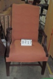 Mahogany Rust Color Upholstered Arm Chair