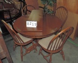 L. Hitchcock Oak Table, Leaf And 4 Windsor Style Chairs