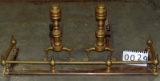 Antique Brass Andirons & Fireplace Fencing