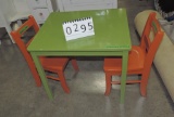 Painted Childs Table With 2 Chairs