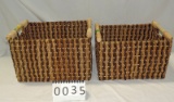 2 Woven Wood Handle Storage Baskets